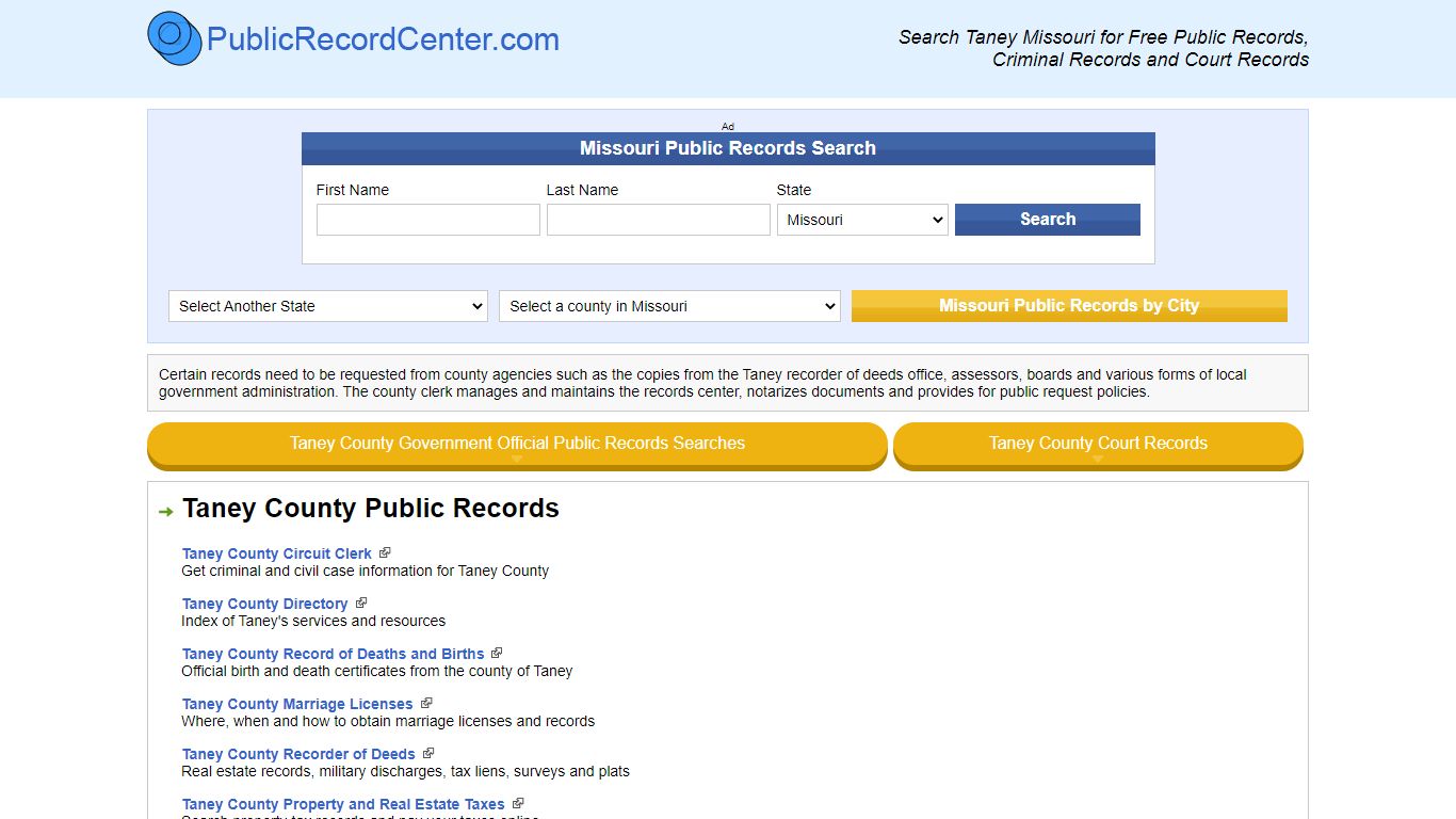 Taney County Missouri Free Public Records - Court Records ...