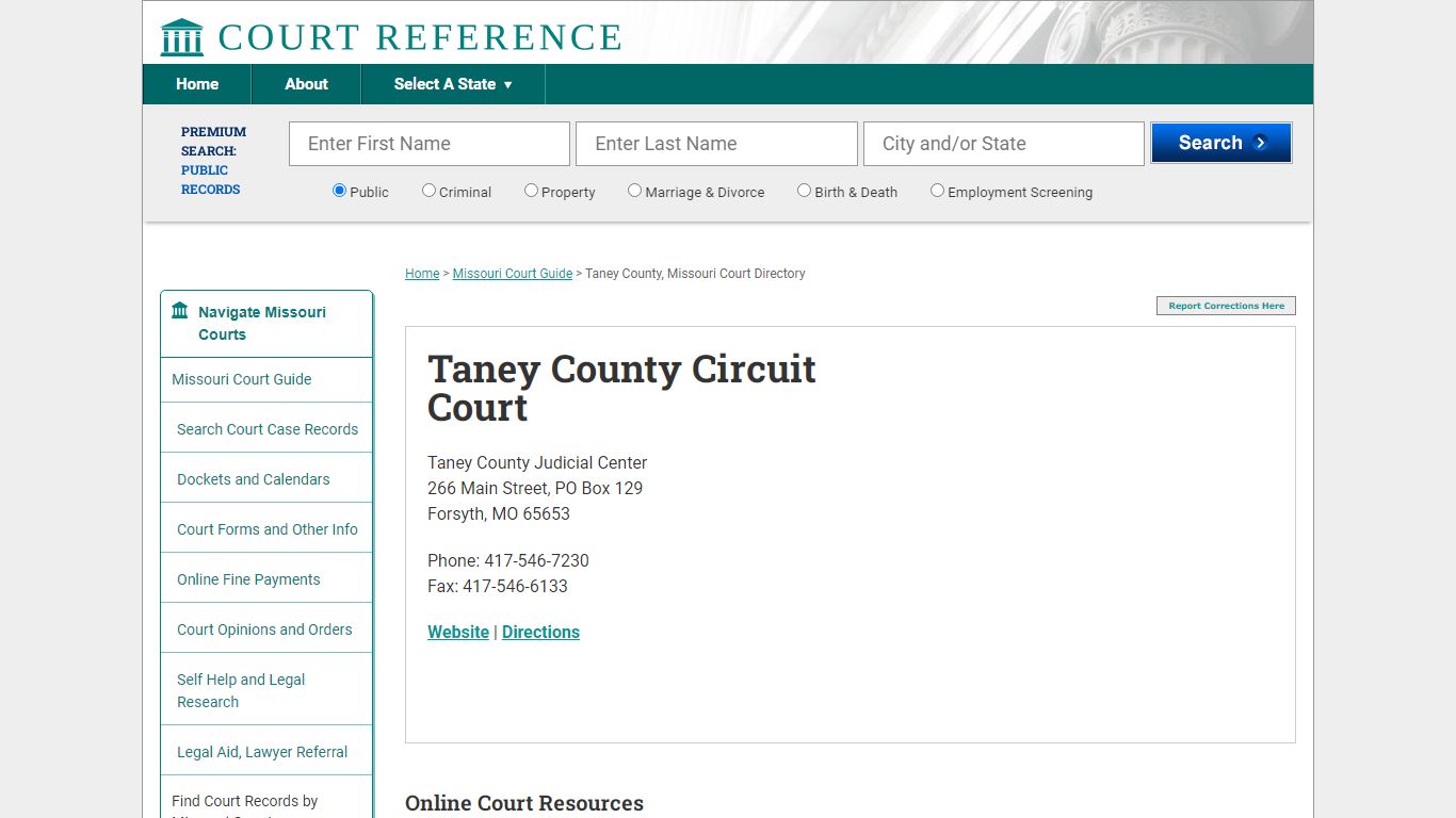 Taney County Circuit Court - Court Records Directory